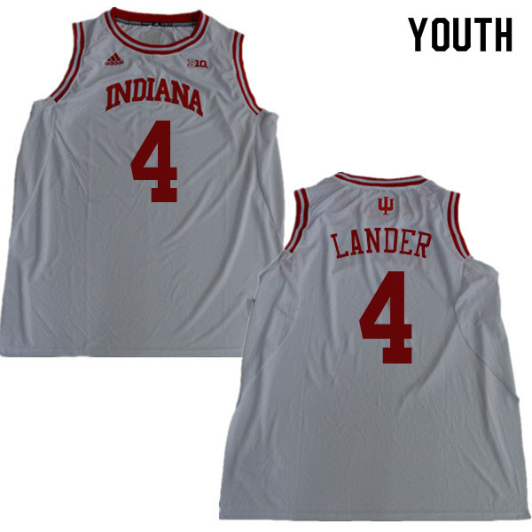Youth #4 Khristian Lander Indiana Hoosiers College Basketball Jerseys Sale-White
